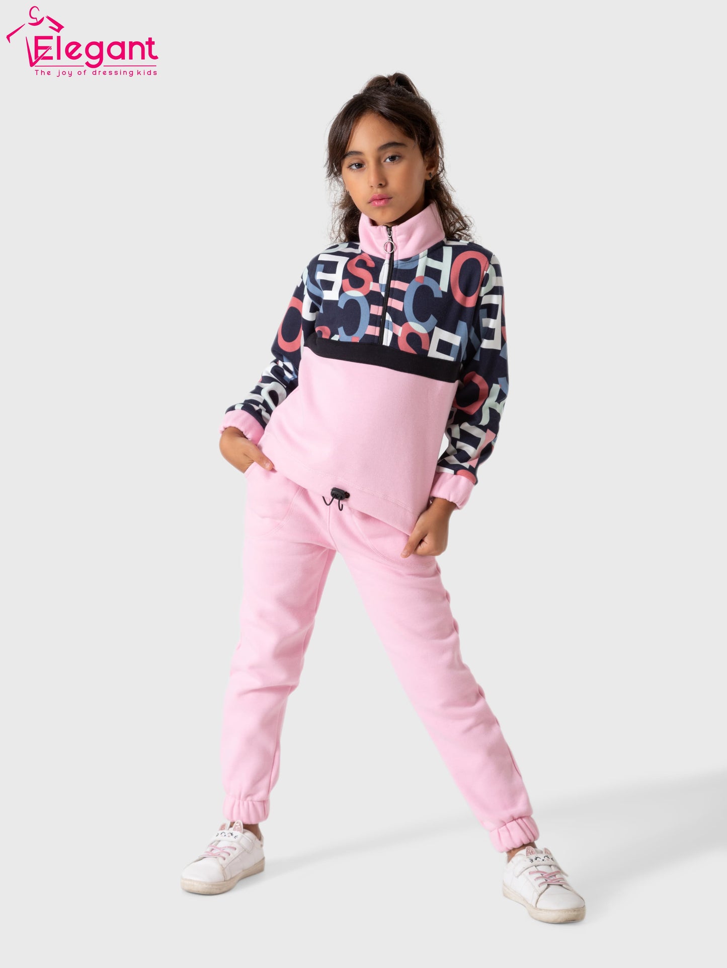 Kids Girls Melton set - Turtleneck Rose