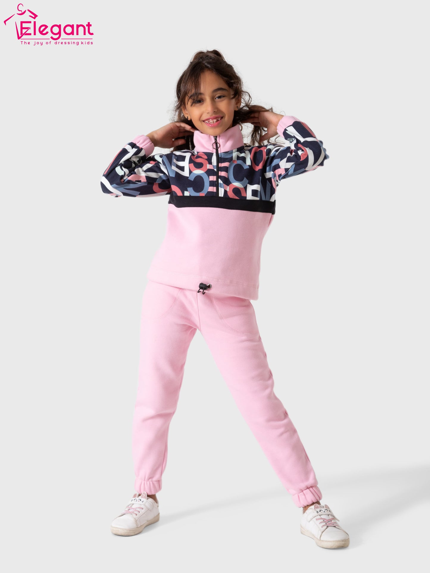 Kids Girls Melton set - Turtleneck Rose